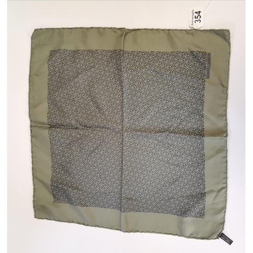 354 - Genuine Hermes silk Pochette pocket square, sage green and dark green colours 100% silk hand rolled ... 