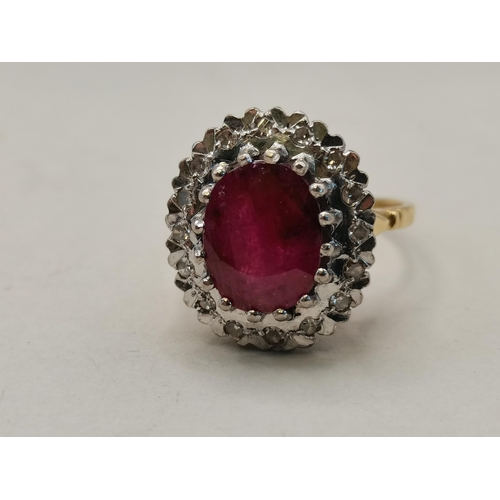 394 - A Stunning Large Ruby and Diamond ring Size P 8grams