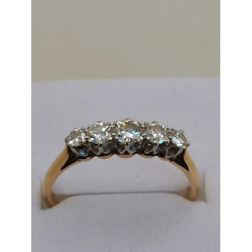 419 - 5 stone 9ct gold engagement ring size P 3 grams