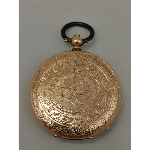 420 - 14ct Gold pocket watch plus gold watch face