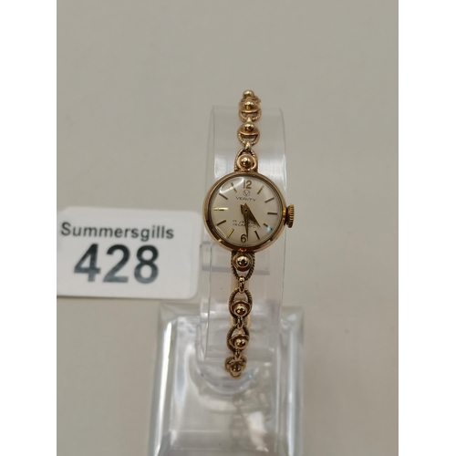 428 - 9ct Gold Verity Ladies Watch - 11grams