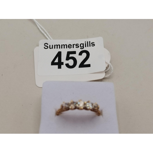 452 - 5 stone diamond Ring with 18ct gold band size O 3grams