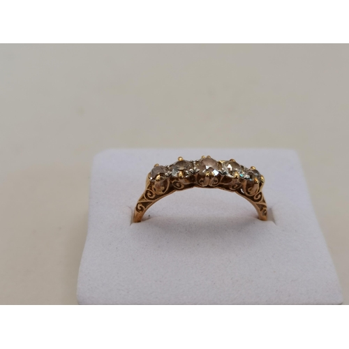 452 - 5 stone diamond Ring with 18ct gold band size O 3grams