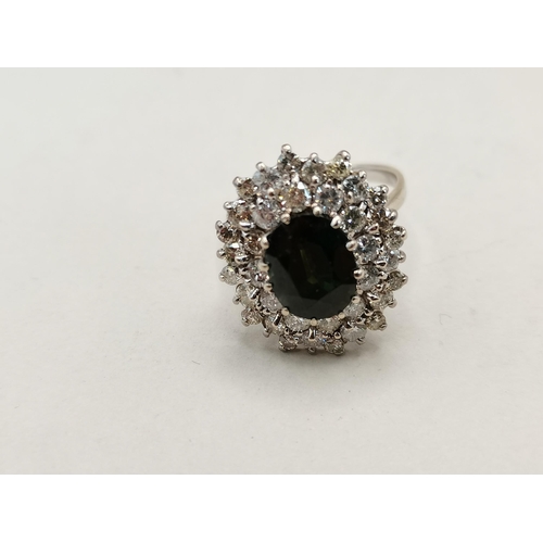 487 - Diamond and Sapphire ring size M