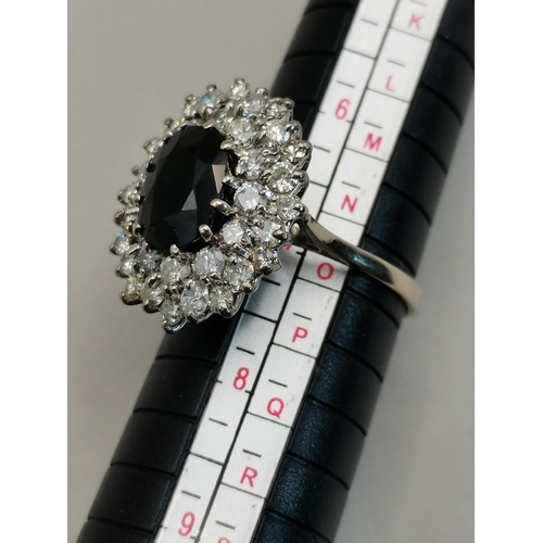 487 - Diamond and Sapphire ring size M