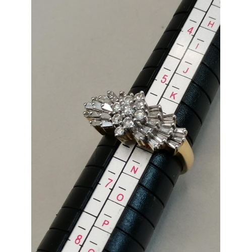 489 - Diamond Cluster ring set in 18k gold size M