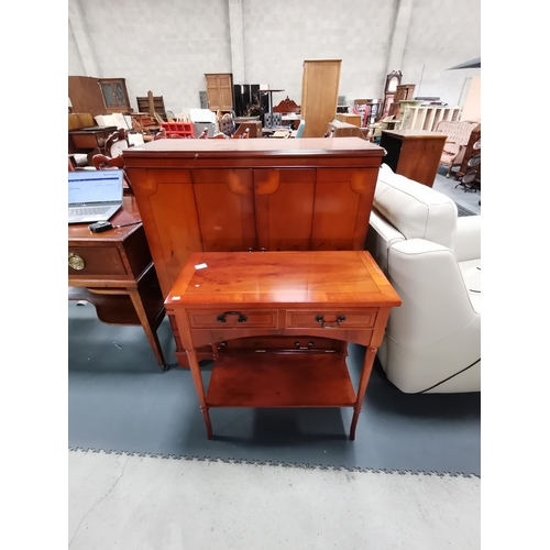 1029 - Yew wood TV Cabinet and small side table