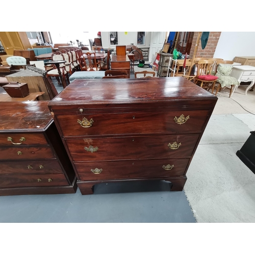 1048 - Antique 3 ht chest of drawers W95cm x H105cm