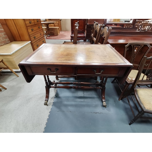 1050 - Leather topped sofa  table W100cm x D61cm