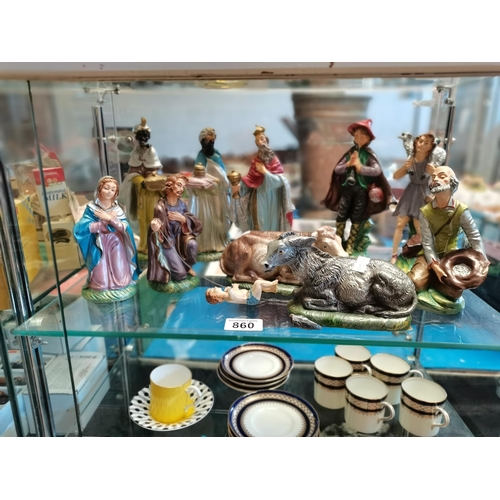 860 - Nativity Set (11 Figures Damaged Ear on Donkey But Could Be Repaired)