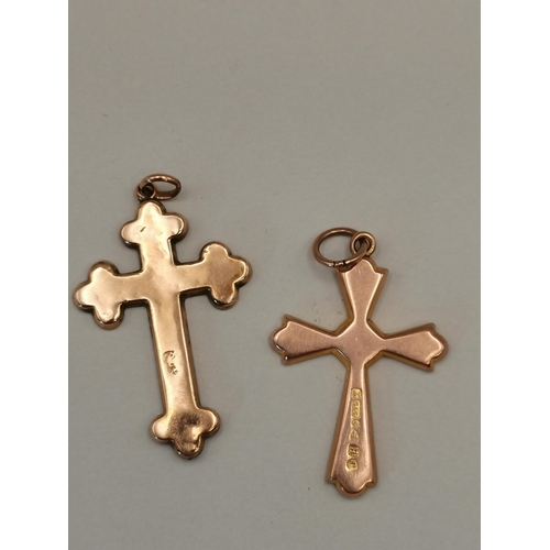 527 - X1 cross hallmarked 9ct all yellow gold plain cross approx weight 1.5grams plus unhallmarked all yel... 