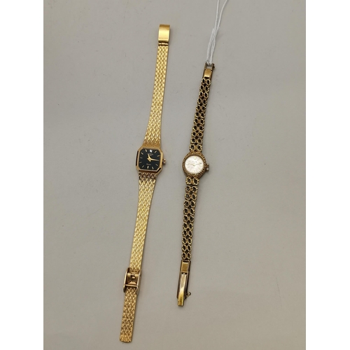 532 - 2 x gold plated ladies wrist watches (1 rotary in box)