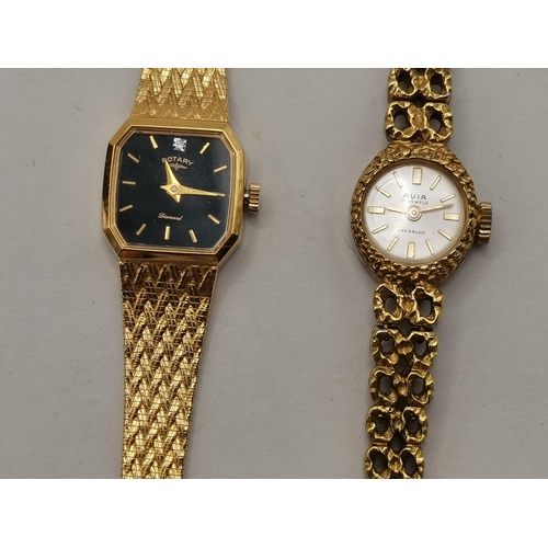 532 - 2 x gold plated ladies wrist watches (1 rotary in box)