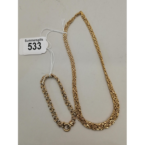 533 - 14k gold necklace and bracelet 27g