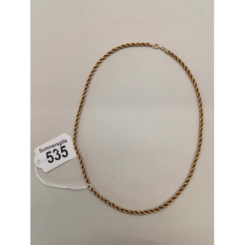 535 - A 9ct gold necklace 50cm long 9g