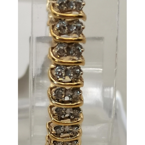 537 - Diamond and gold set bracelet 18cm long 10g