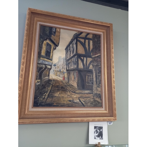 557 - A Beautiful signed Oil painting of the Shambles by Landscape artist Robert Ixer (with paperwork) 52c... 