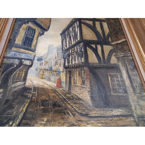 557 - A Beautiful signed Oil painting of the Shambles by Landscape artist Robert Ixer (with paperwork) 52c... 