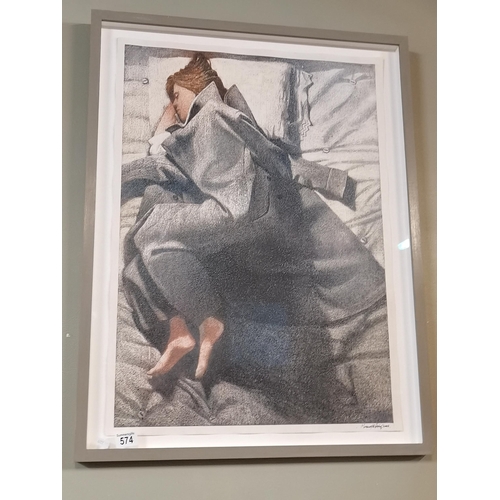 564 - Original Painting by Maxwell Doig - Sleeping Figure Under Coat - Image size W53cm x H76cm