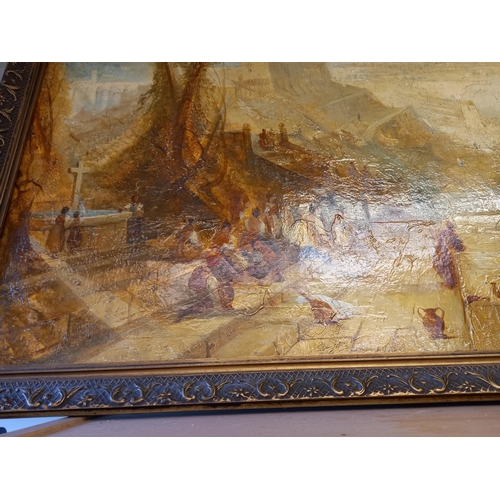 572 - A Large oil painting - Copy J W M Turner painting 89cm x 114cm