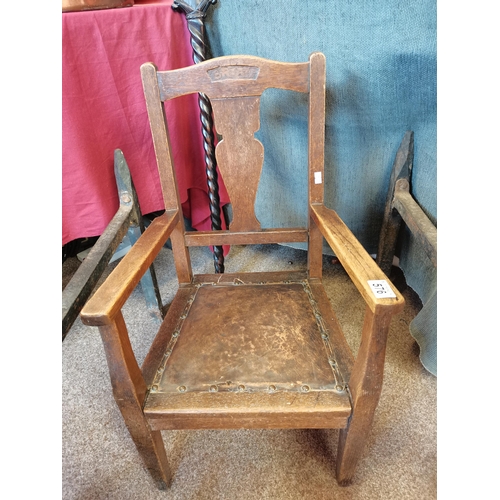 576 - Antique Childs leather seated chair