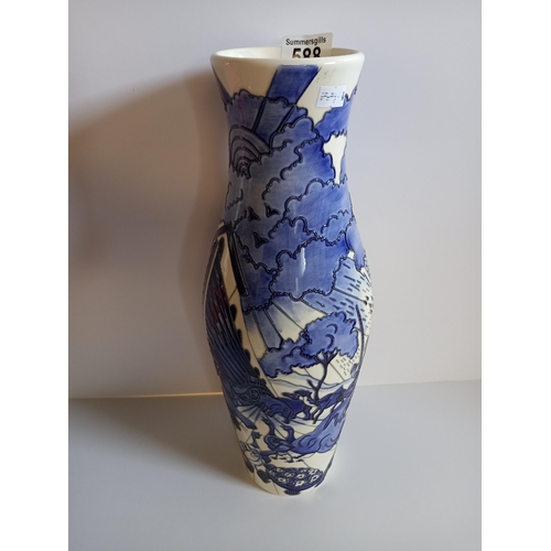 588 - Moorcroft Noahs Ark blue and white limited edition vase  38/50 dated 2018 43cm height