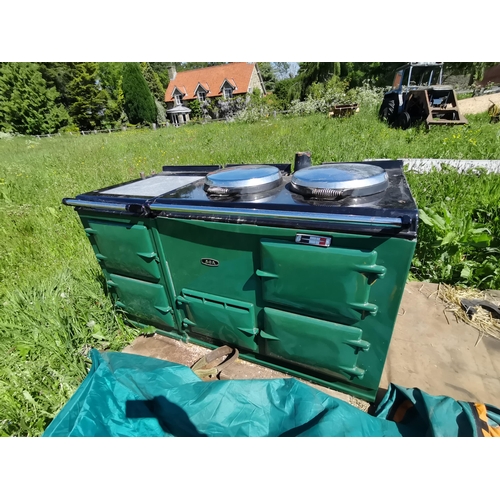 614d - AGA gas 4 oven in green Working