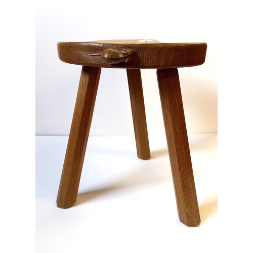 636 - Mouseman 3 legged Stool