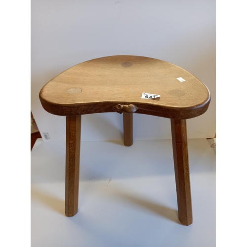 641 - Mouseman Yorkshire Oak 3 legged stool  45cm height