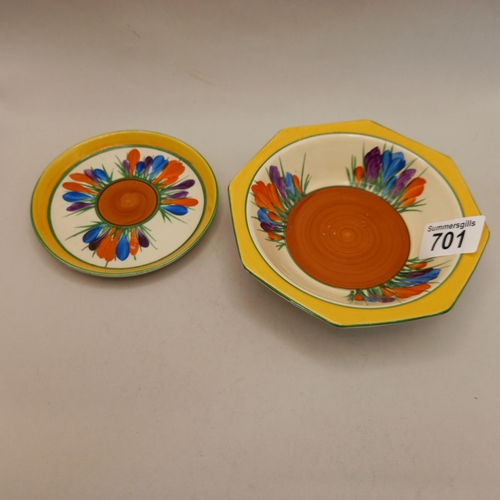 701 - Clarice Cliff Tea Pot stand D11.5cm plus Clarice Cliff Cereal Bowl D14cm