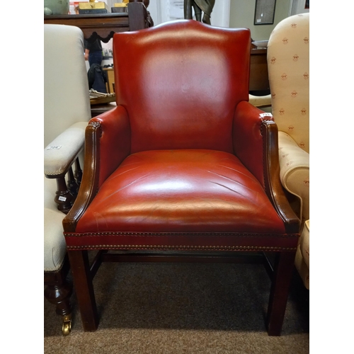 723 - Red Leather Library chair