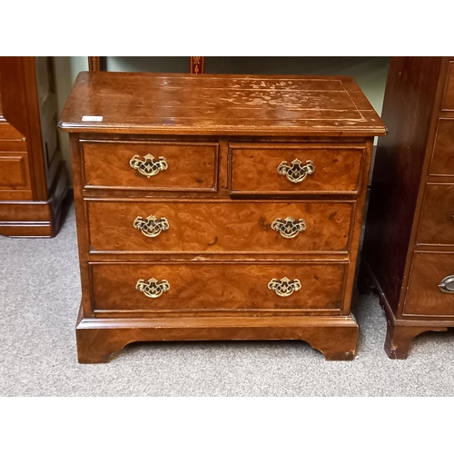 738 - 20th century burr walnut small 3 height chest