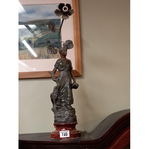 749 - X2 Spelter lamps H62cm