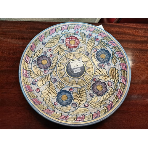 385 - Crown Ducal wall plaque signed Charlotte Rhead 5803 X 32cm diameter