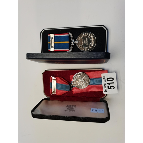 510 - x2 Service medals with ribbons and boxes