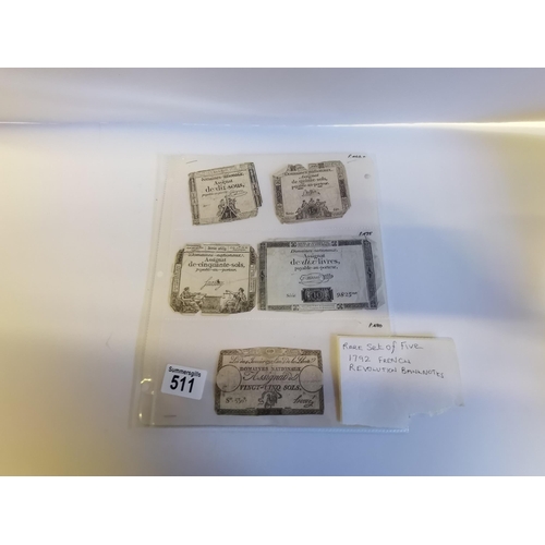 511 - A set of very rare French revolution banknotes