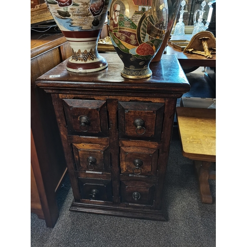 621 - A cabinet with 6 drawers on each in mahogany style - H83cm x W56cm x D45cm