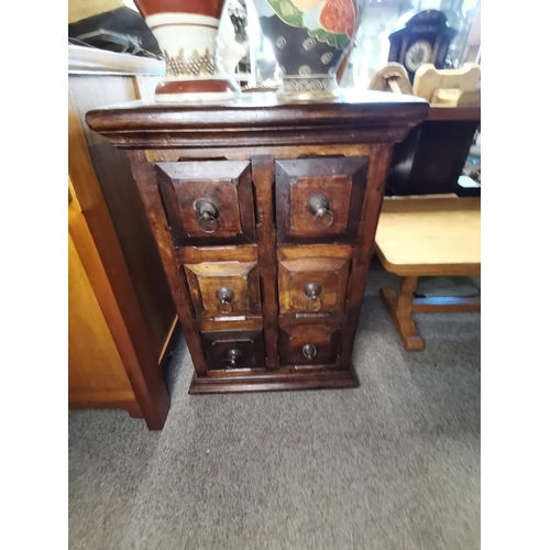 621 - A cabinet with 6 drawers on each in mahogany style - H83cm x W56cm x D45cm