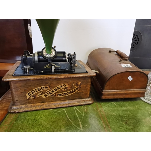 645 - EDISON standard phonograph with quantity of music rolls ( 23)