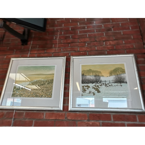 661 - X2 Limited Edition framed prints by Kenneth Leech 1) Winters Walk & 2) Low Water