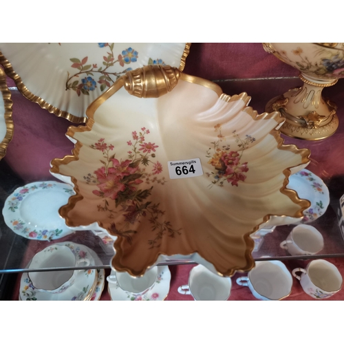 664 - Royal Worcester Blush shell shaped dish 24cm diameter