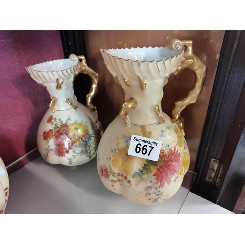 667 - X2 Royal Worcester Jugs 1507 - 1903 H21cm &18cm