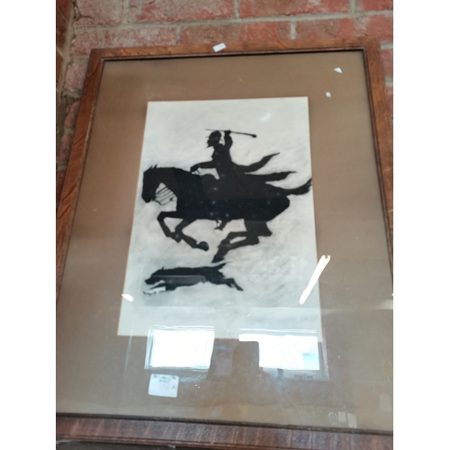 661a - An early silhouette of a Huntsman 70cm x 55cm