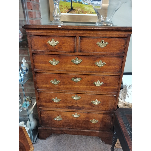 691 - 2 over 4 Georgian Chest of Drawers W62cm x D54cm x H137 top has slight split