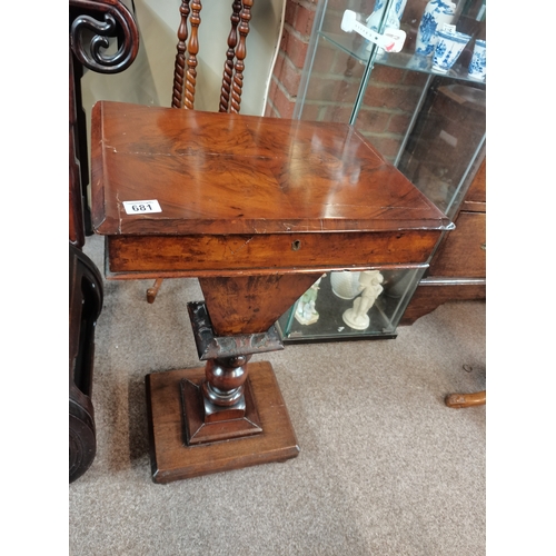 681 - Antique Walnut Sewing table D35cm x W49cm x H75cm