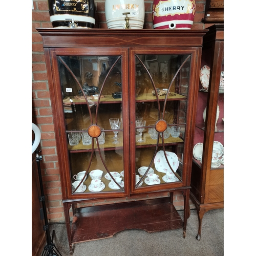 657 - Edwardian Inlaid Display Cabinet W112cm x D39cm x H180cm