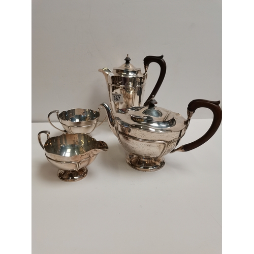 367 - A Birmingham silver 4 piece tea/coffee set by Edward Souter Barnsley weight 2kg