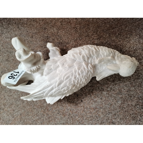 136 - Pair of White ceramic Dilettanti Parrots 28cm Ht