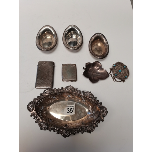 358 - Tiffany and Co. dishes x 3,  plus silver items 72g and plated items