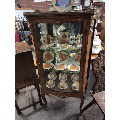 682 - Antique walnut and marquetry  with gilt decoration display cabinet 80cm  x 145cm